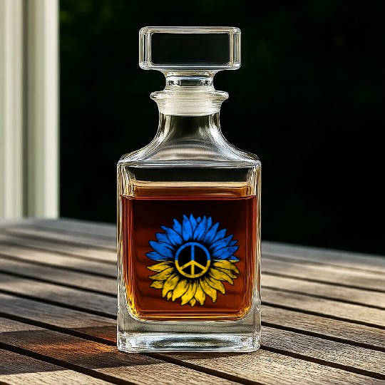 Ukrainian Flag Ukraine Flag Sunflower Whiskey Decanters