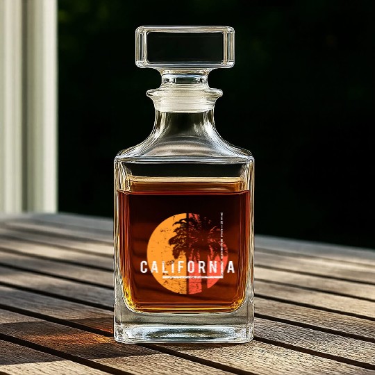 Venice Beach California Cool Palm Tree Native Whiskey Decanters