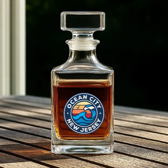 Ocean City New Jersey Nj Nautical Waves Whiskey Decanters