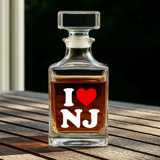 I Love Nj Heart New Jersey Whiskey Decanters