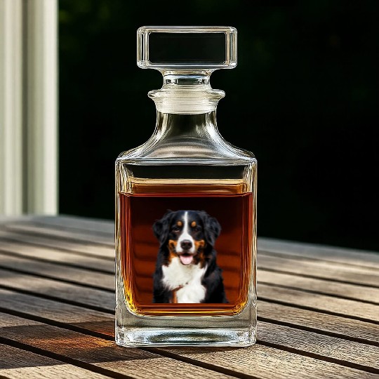 Portrait Of Bernese Mountain Dog Whiskey Decanters