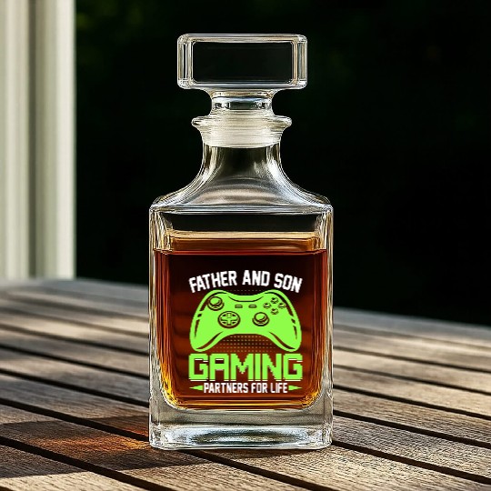 Father And Son Gaming Partners For Life Whiskey Decanters