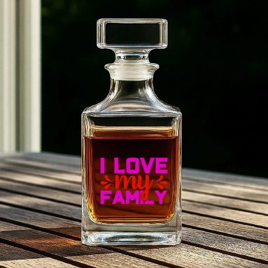 i love my family Whiskey Decanters