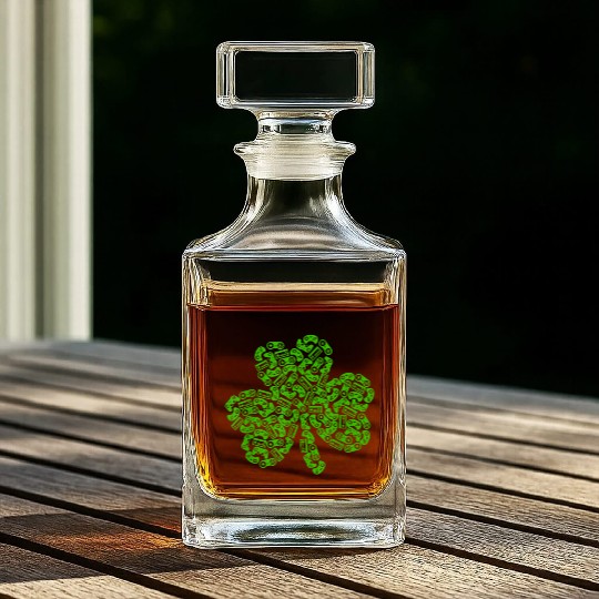 Gamer Game Shamrock St Patric Day Irish Whiskey Decanters