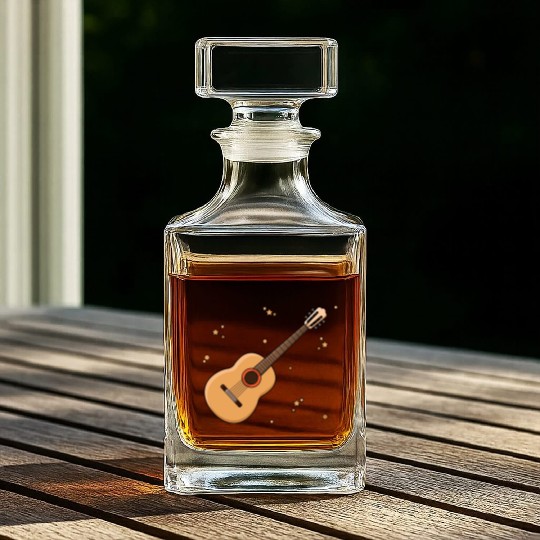 Cute Guitar Player Gift Kids Print Whiskey Decanters