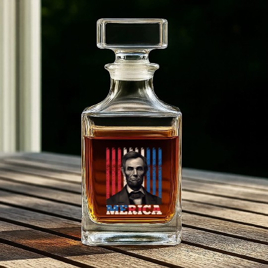 Merica Lincoln Independence Day Party 4th July Whiskey Decanters