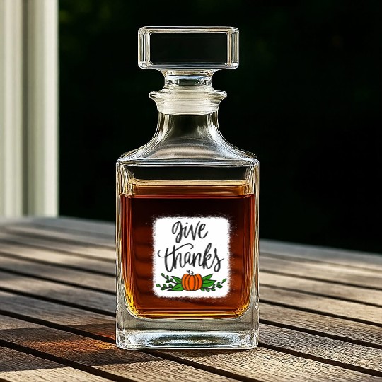 Give Thanks Pumpkin Harvest Fall Autumn Whiskey Decanters
