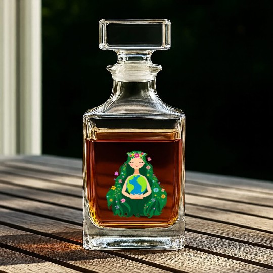 Green Mother Earth Day Gaia Save Our Planet Whiskey Decanters