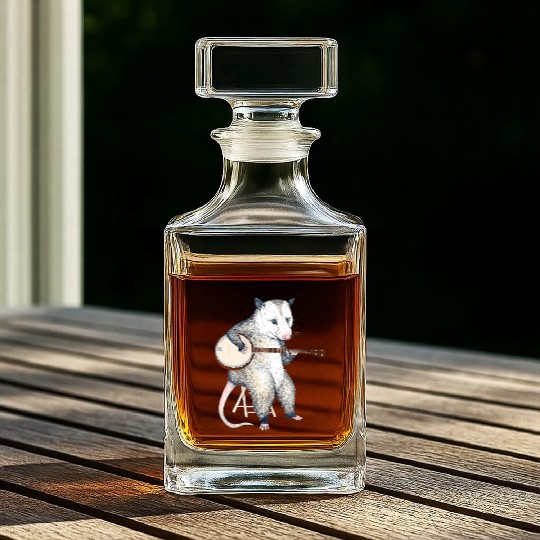 Opossum Playing Banjo Guitar Possum Live Weird Whiskey Decanters