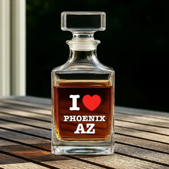 I Heart Phoenix Arizonna Love Whiskey Decanters