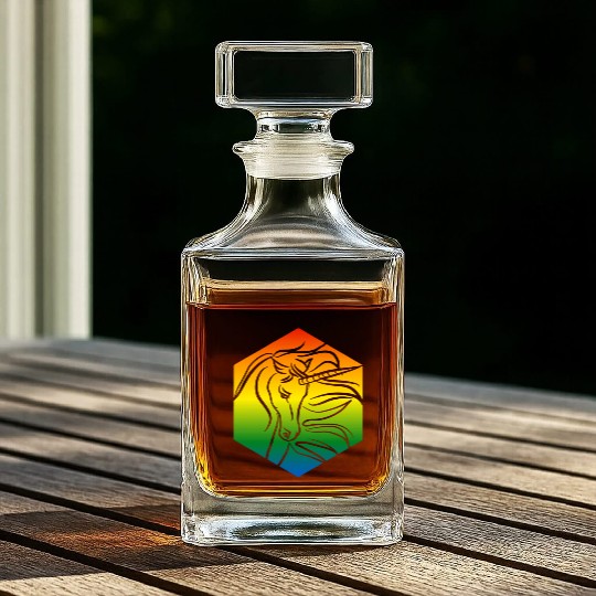 Rainbow Unicorn Silhouette | TTRPG Pride Whiskey Decanters