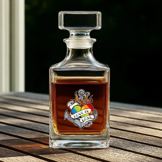 Pride LGBTQ+ Community Love is Love Rainbow Colour Whiskey Decanters