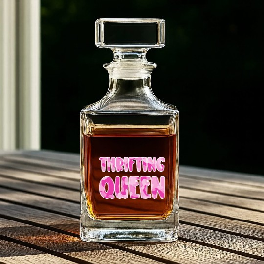 Thrifting Queen pink camo Whiskey Decanters