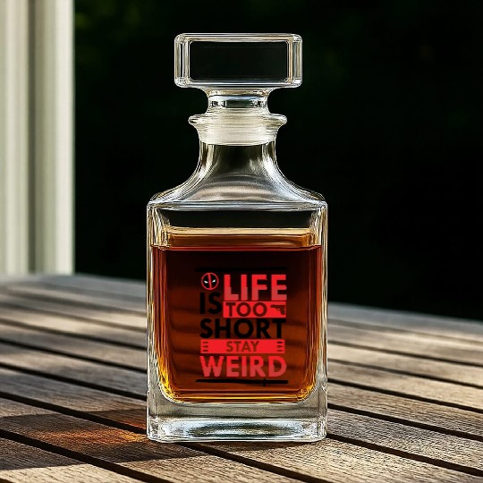 Stay weird- Dead-pool funny Quote Whiskey Decanters
