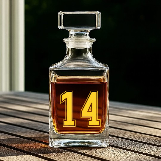 Yellow Number 14 Team Junior Sports Numbered Whiskey Decanters