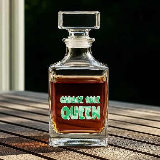 Garage Sale Queen green camo Whiskey Decanters