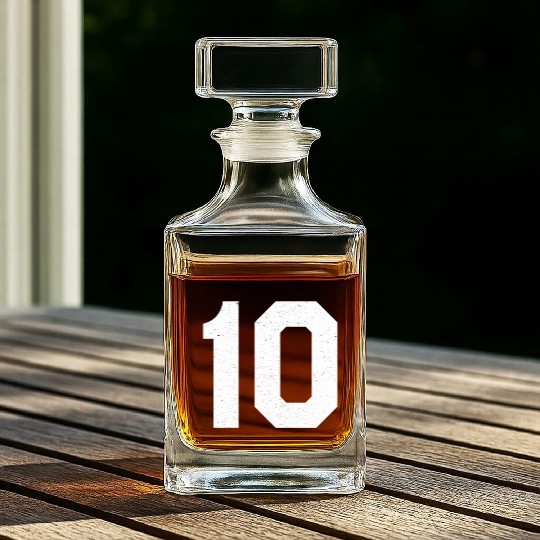 Jersey Number 10 Ten Athletic Sports Whiskey Decanters