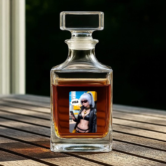 Cyberpunk Waifu Influencer Design 2 Whiskey Decanters