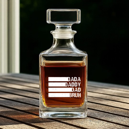 Mens Dada Daddy Dad Bruh Fathers Day Funny Father Whiskey Decanters