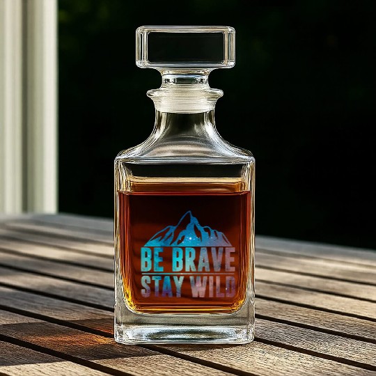 BE BRAVE STAY WILD Hiking Camping Wilderness Natur Whiskey Decanters