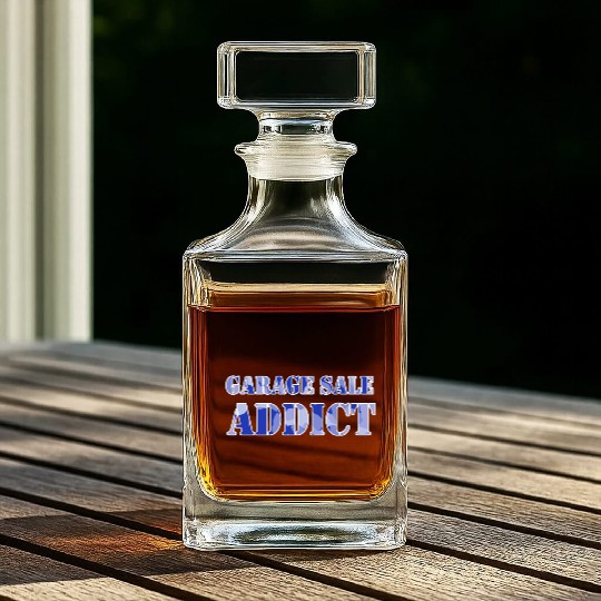 Garage Sale Addict blue camo Whiskey Decanters
