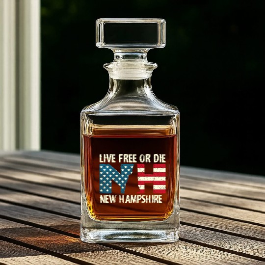 New Hampshire Patriotic Live Free Or Die Product Whiskey Decanters