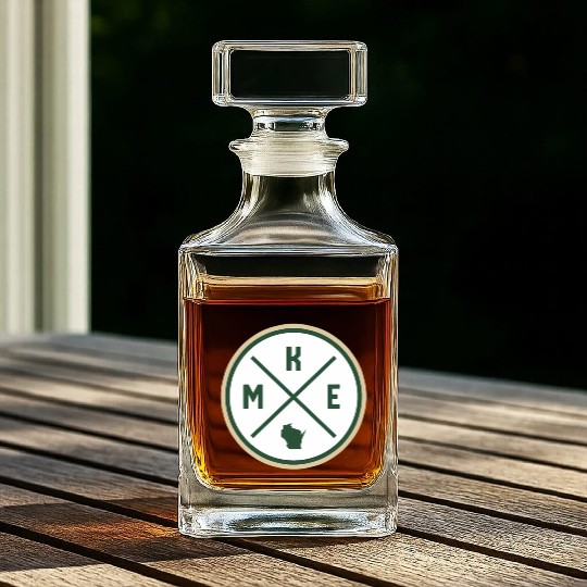 Milwaukee Circle Patch Green Whiskey Decanters
