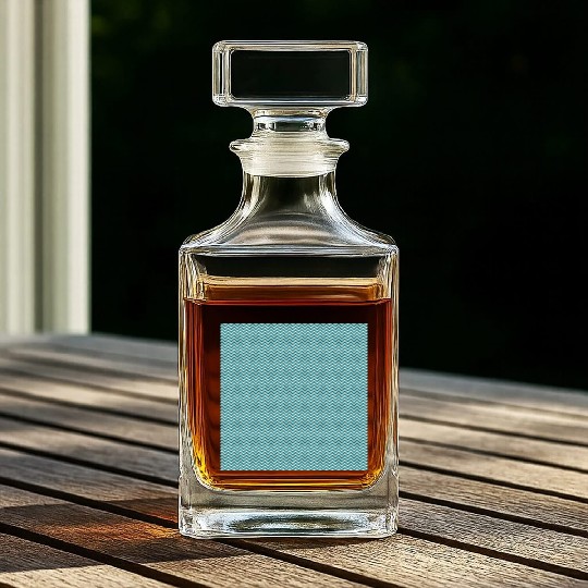 Retro Teal Chevron Pattern Whiskey Decanters