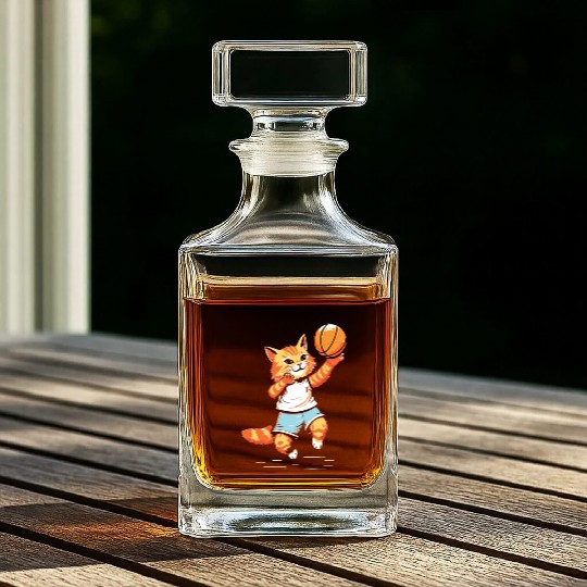 Basketball Cat Basketball Player I Love Basketball Whiskey Decanters