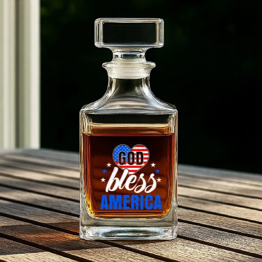 God Bless America Independence Day Party USA Whiskey Decanters