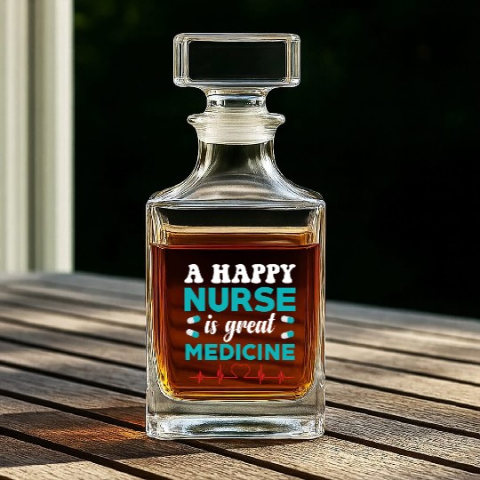 A happy nurse is great medicine humor Whiskey Decanters