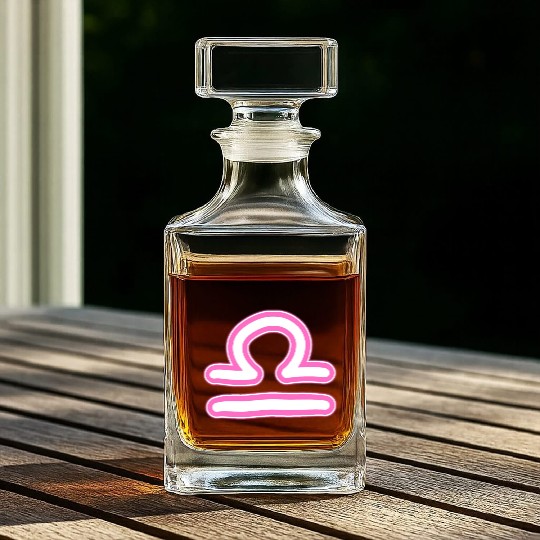 Libra Zodiac Sign Neon Pink Whiskey Decanters