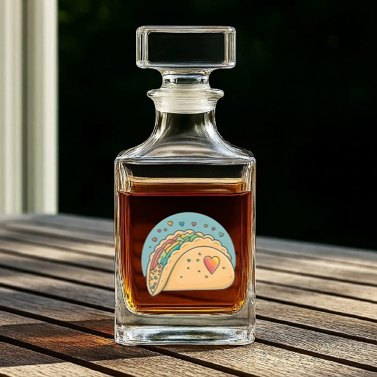 Taco-Lover I Love Tacos Heart Spicy Foodie Whiskey Decanters