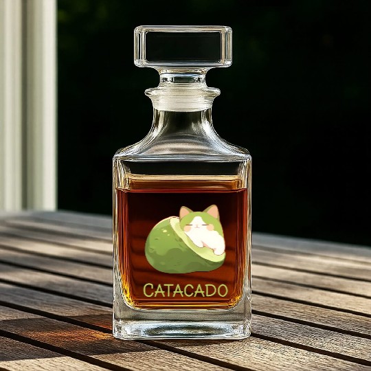Catacado Funny Avocado Kawaii Cat Lover Whiskey Decanters