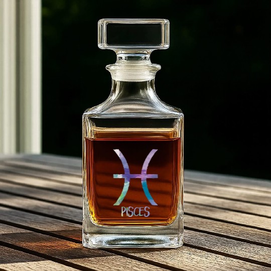 Pisces Zodiac Symbol Astrology Fish Water Sign Whiskey Decanters