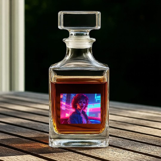 Synthwave Girl - Nighttime Anime Car Delight Whiskey Decanters