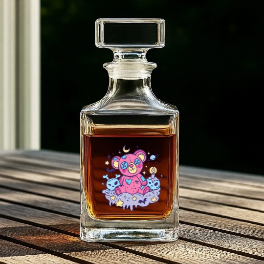 Yami Kawaii Creepy Teddy Bear With Skulls Whiskey Decanters