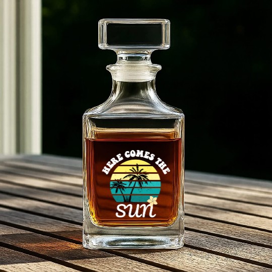 Here comes the sun Summer vacation Whiskey Decanters