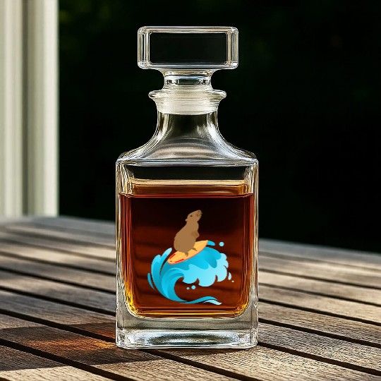 A good wave of surfing capybara Whiskey Decanters