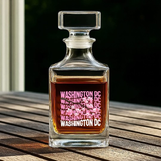 Washington DC Whiskey Decanters, Cherry Blossom Floral Pop