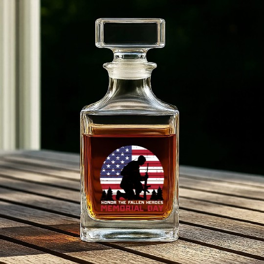Honor The Fallen Heroes Memorial Day Us Flag Whiskey Decanters