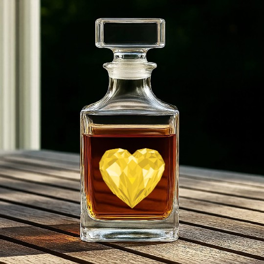 Glossy yellow diamond heart Whiskey Decanters