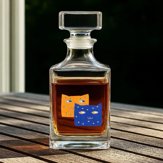 Cat Minimalist Painting Inspired Whiskey Decanters