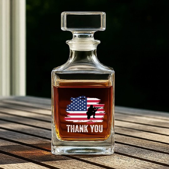 Thank You Us Flag Memorial Day Whiskey Decanters