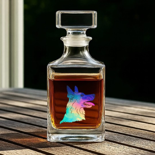 Psychedelic German Shepherd Whiskey Decanters