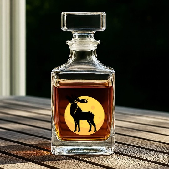 moose elk deer in the moon light Whiskey Decanters