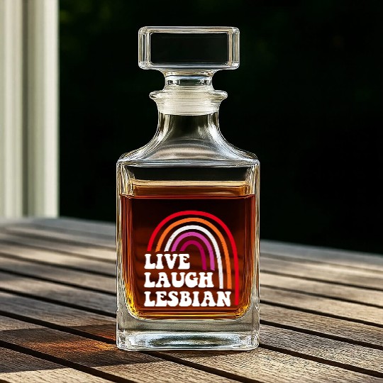 Live Laugh Lesbian Rainbow Whiskey Decanters
