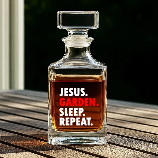 Jesus Garden Sleep Repeat - Novelty Hobby Whiskey Decanters