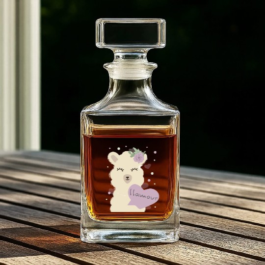 Cute Llama Llamour Valentine Whiskey Decanters
