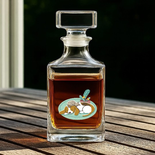 Sleepy Beagle And Cat Whiskey Decanters